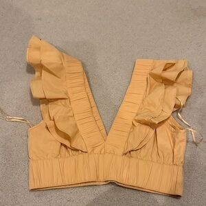 Ruffled V-Neck Orange Top